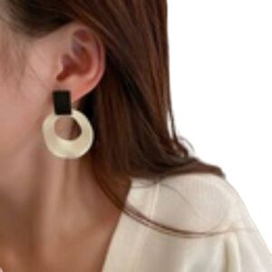 Circle‎ Earrings Irregular Asymmetry Contrast Color Circle Earrings